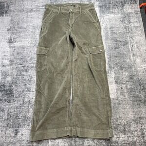 American Eagle Pants Women 10 Sage Green Super High Rise Baggy Wide Leg Corduroy